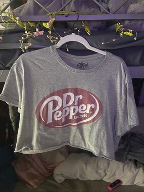 Dr Pepper Women's Gray Crop Tee - Logo Graphic